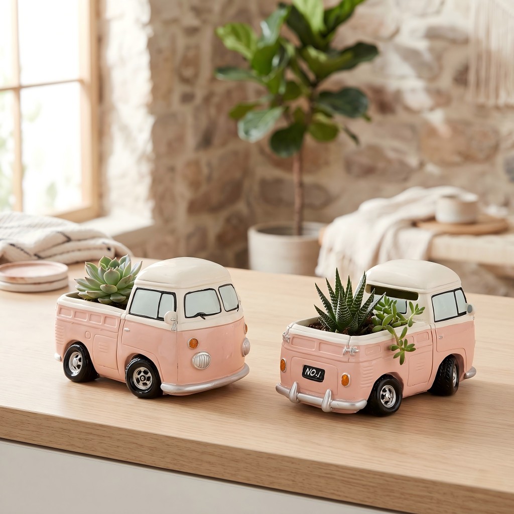 Echeveria Succulent - Vintage Pink Mini Bus Succulent Planter