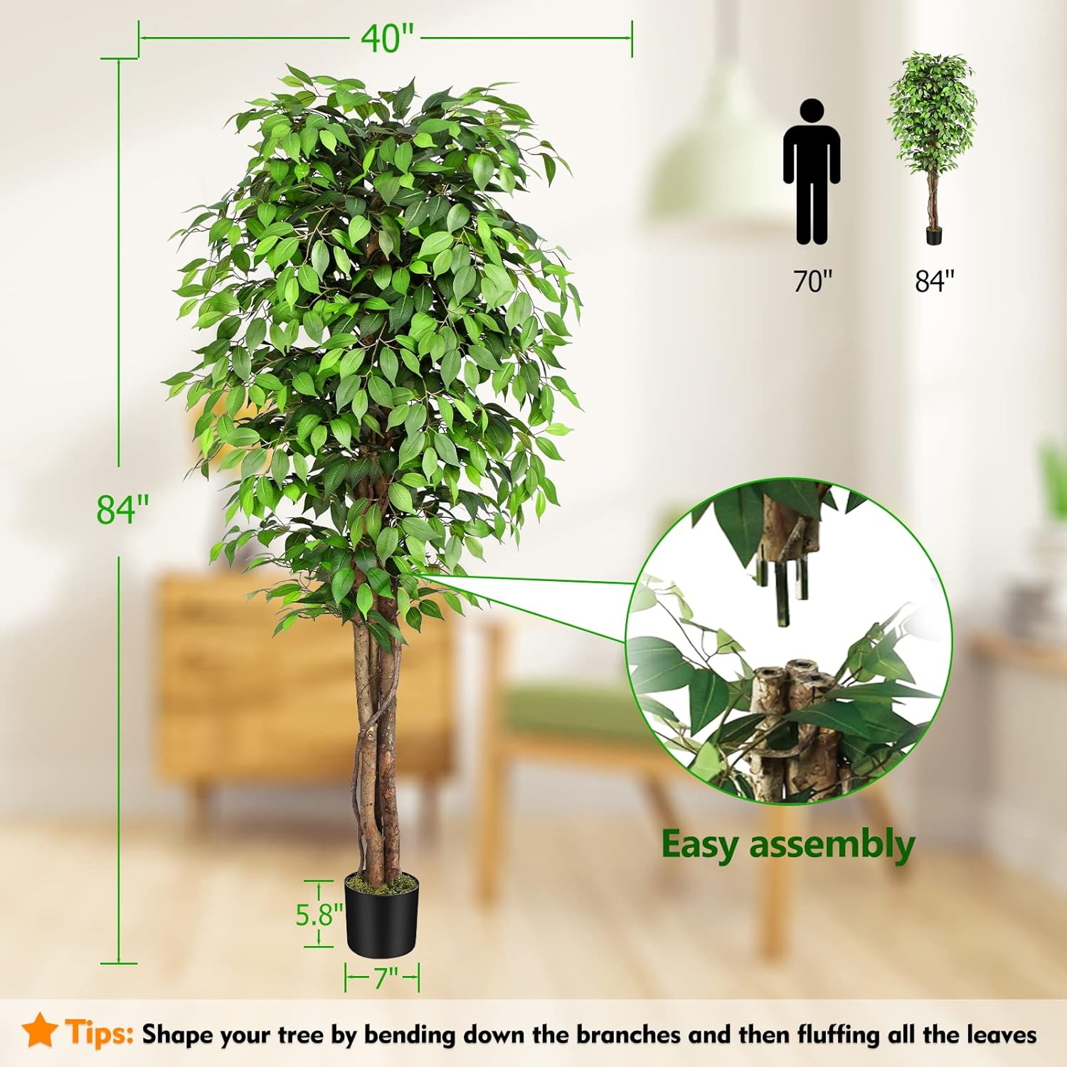Lifelike Artificial Ficus Tree - Ficus Lyrata Tree ulasan dan harga